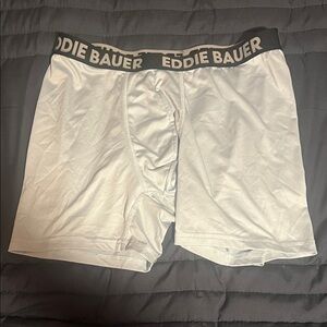 Eddie Bauer Men's White Boxer Briefs with Black Waistband